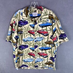 David Carey Men's Hawaiian Shirt Down Shirt L Classic Cars All Over Print Retro